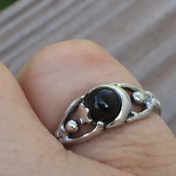 Moon Dancer Night Goddess Ring Sterling Silver w/ genuine Star Diopside USA - Picture 3 of 8